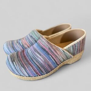 Dansko Jute Pro Weave Multicolor Artisan Anti Fatigue Clogs Vegan Women’s Sz 40